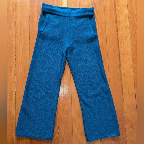 The Reset R Label Pants XS Teal Blue Wool Knit Sweater Cropped Pull On women's - Picture 2 of 5